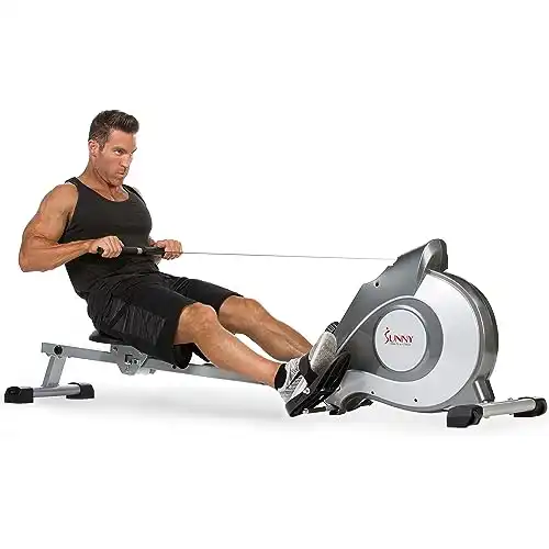 Sunny Health & Fitness Magnetic Rowing Machine Rower with 8-Level Resistance, Extended Slide Rail & Digital LCD Display - SF-RW5515