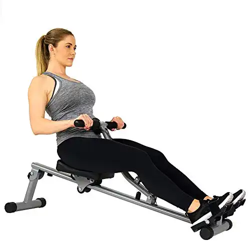 Sunny Health & Fitness SF-RW1205 Rowing Machine Rower with 12 Level Adjustable Resistance, Digital Monitor and 100 KG Max Weight