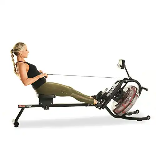 Fitness Reality 3000WR Bluetooth Water Rower Rowing Machine with HIIT Workout, Black